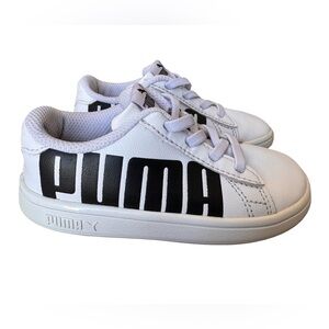 PUMA Smash V2 Leather Toddler Sneakers Size 8C White Black Classic Logo Slip On